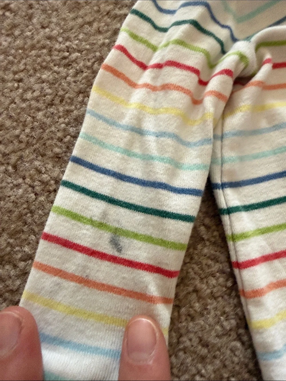 GAP Striped Footed One-Piece in White with Multicolor Stripes